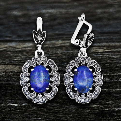Antique Oval Pearl Petal Earrings