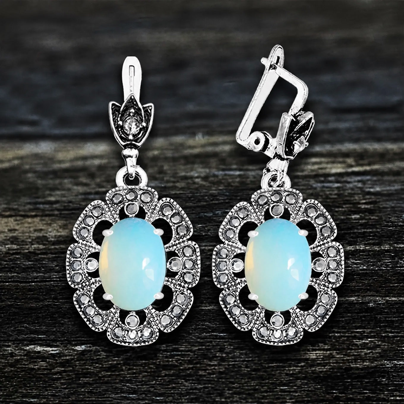 Antique Oval Pearl Petal Earrings