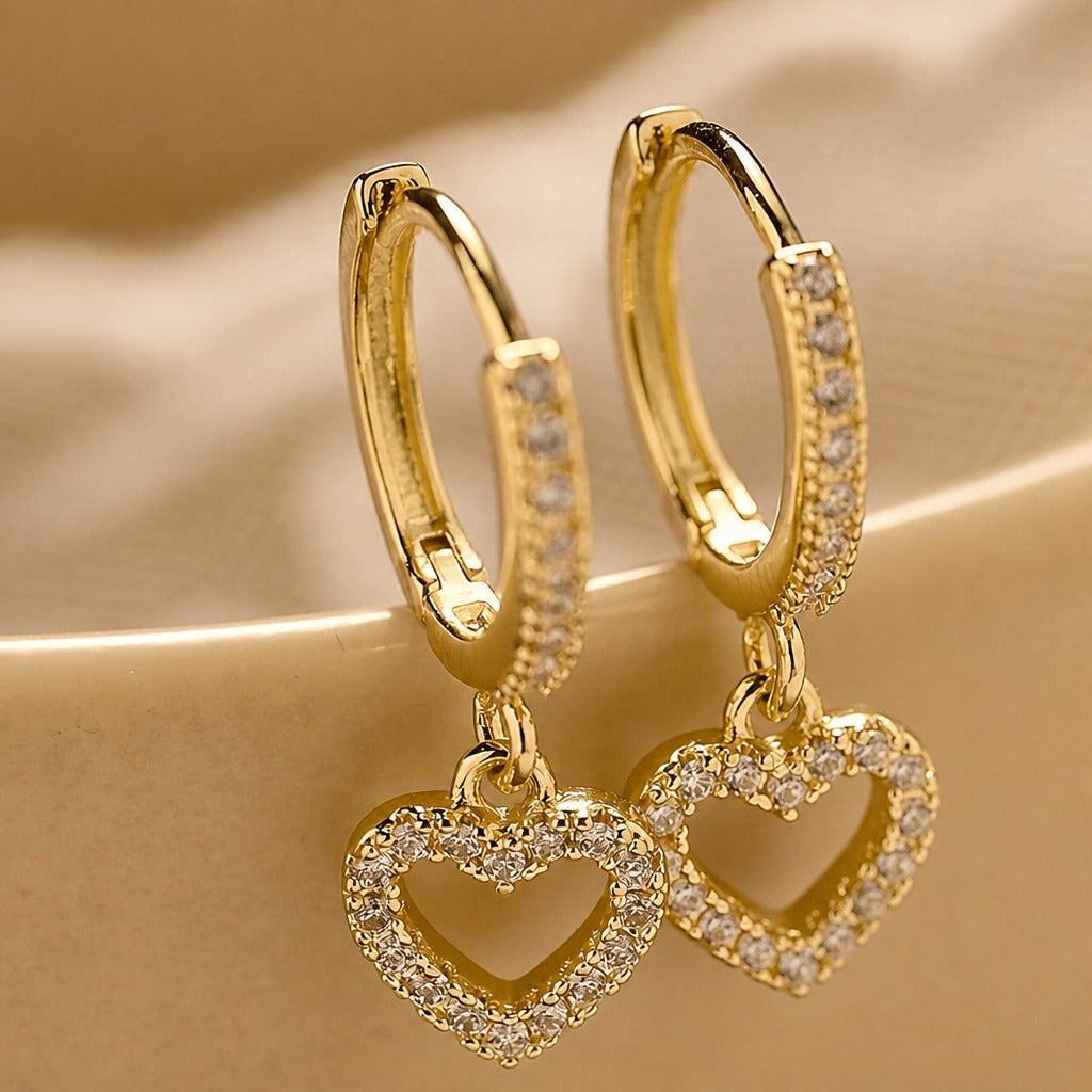Graceful Heart Charm Earrings