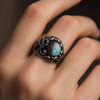 Silver Swirl Oval Stone Ring