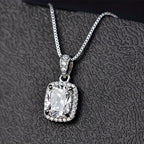 Cushion Cut Halo Pendant Necklace