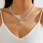 Rhinestone Sun Pendant Necklace