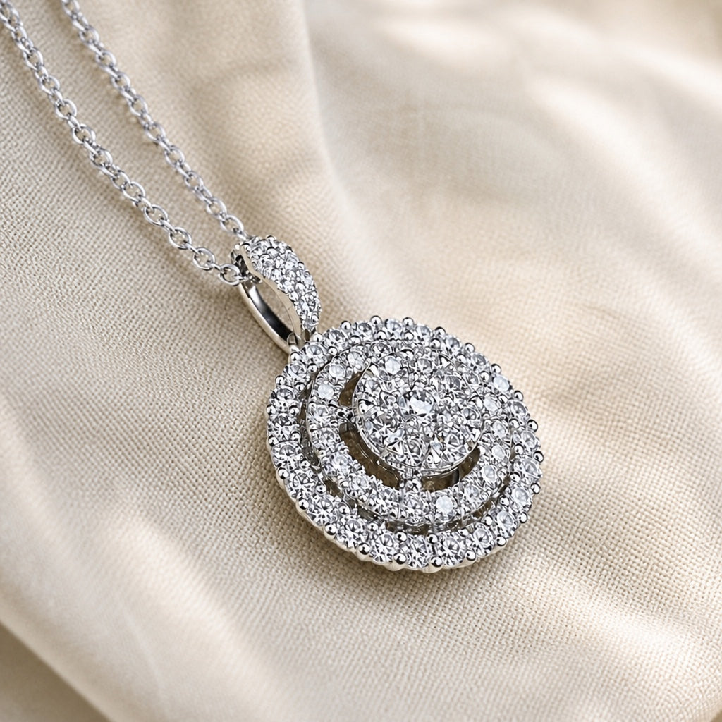 Inlay Bright Zirconia Necklace