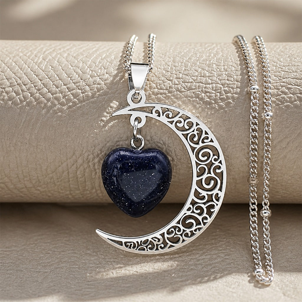 Midnight Moon Heart Necklace