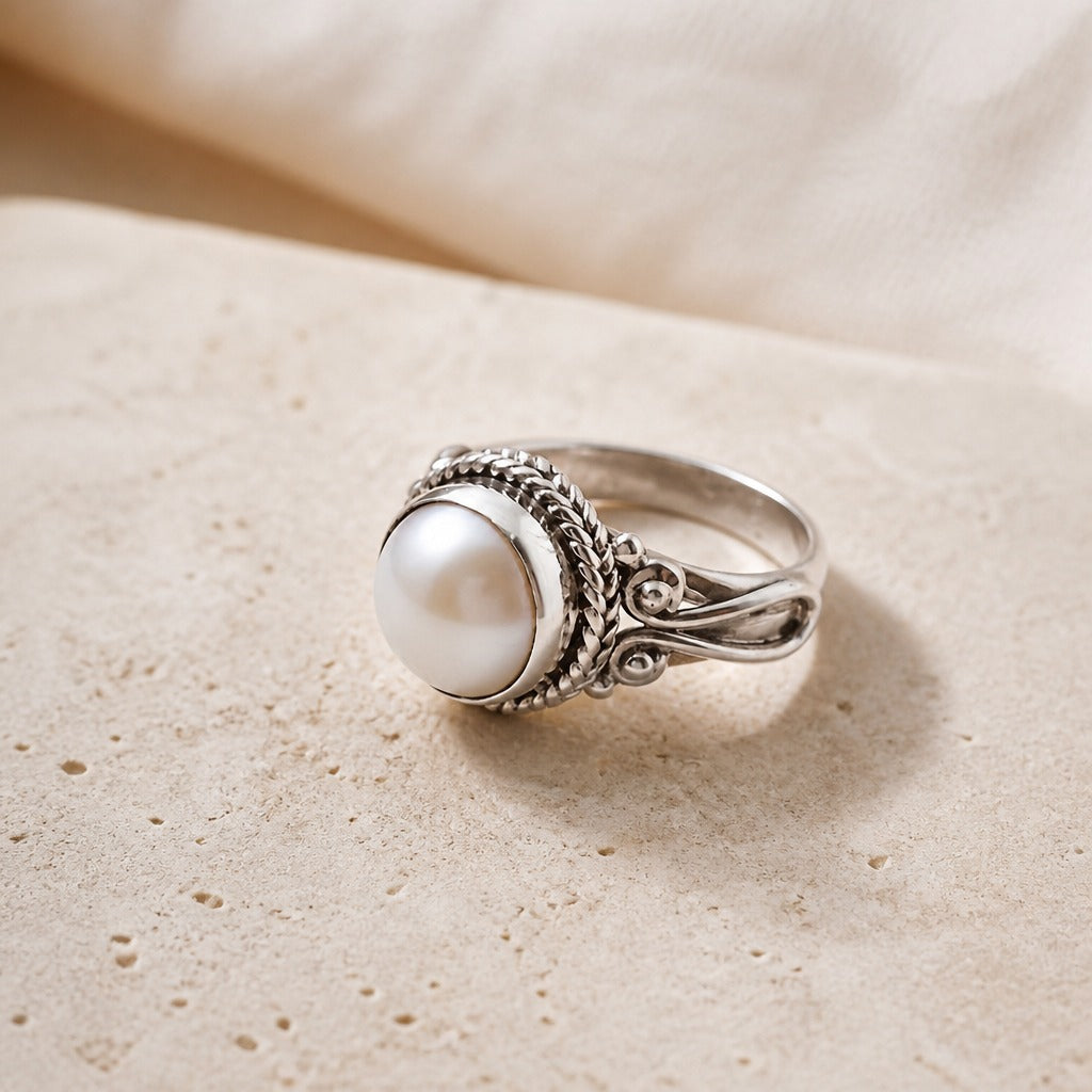 Opulent Pearl Solitaire Ring