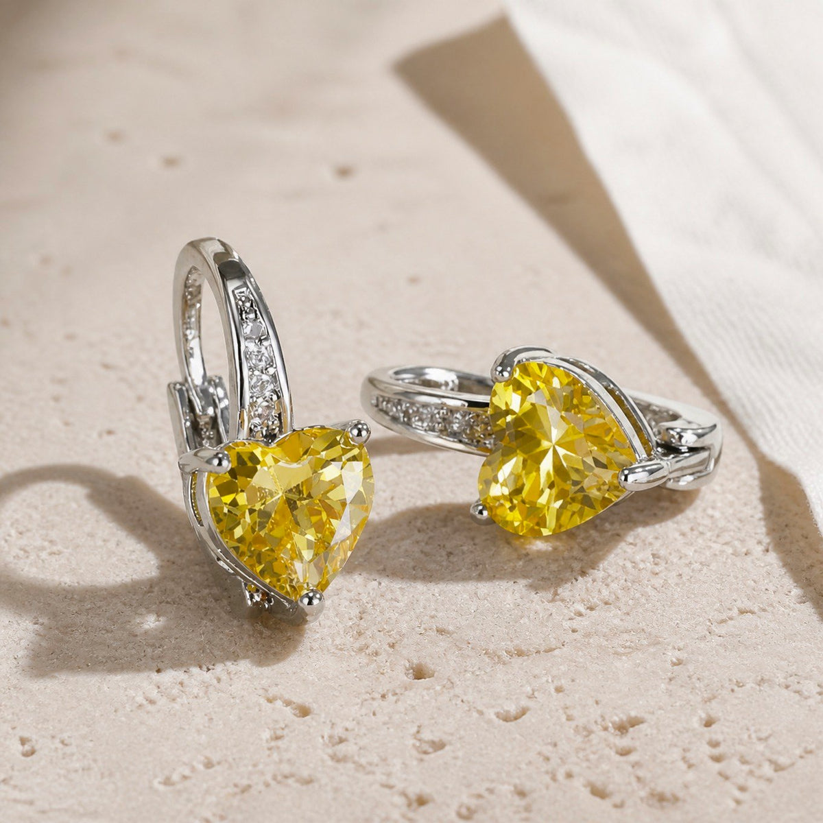 Regal Heart Citrine Earrings