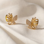 Hollow Butterfly Zircon Gold Earrings