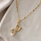 Pearl Hummingbird Pendant Necklace