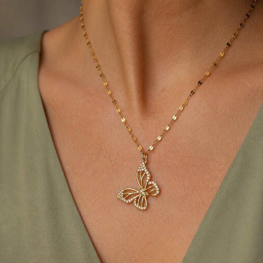 Minimalist Hollow Butterfly Pendant Necklace