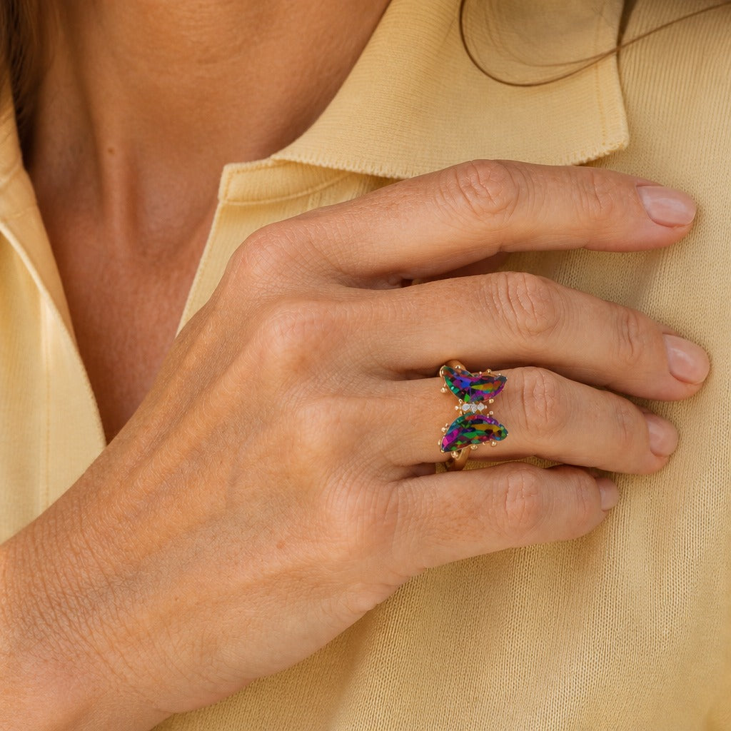 Mystic Rainbow Butterfly Ring