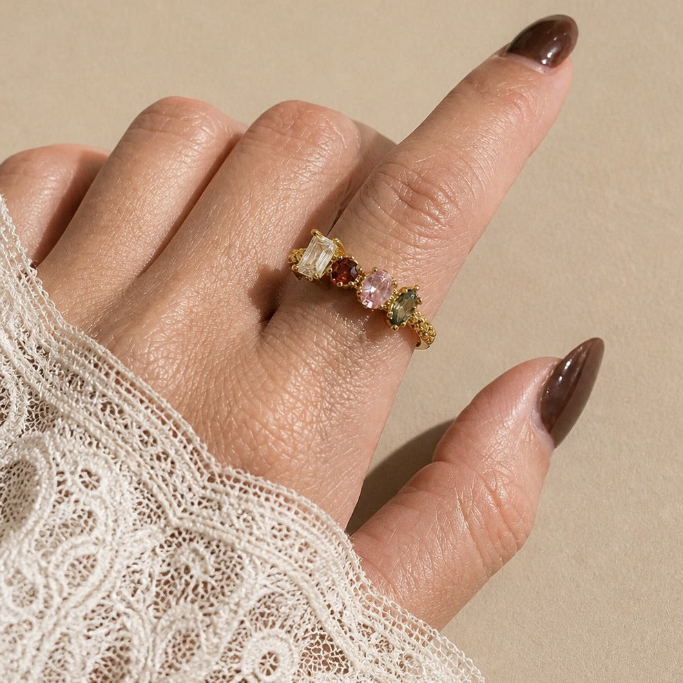 Multicolor Gemstone Statement Ring