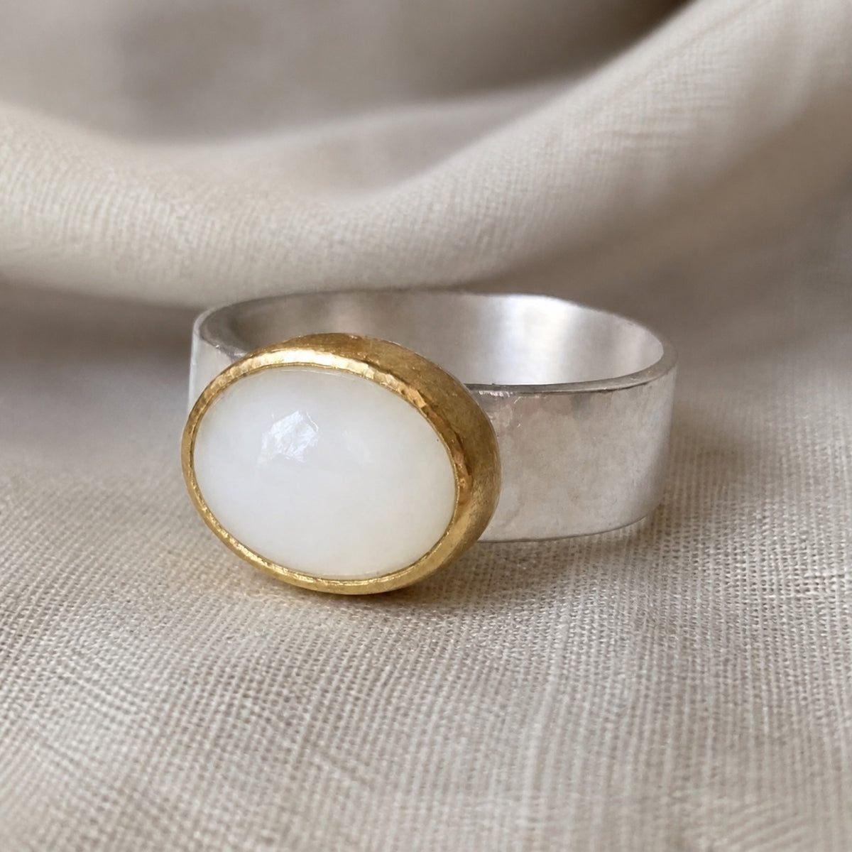 Bold Pearl Signet Dome Ring
