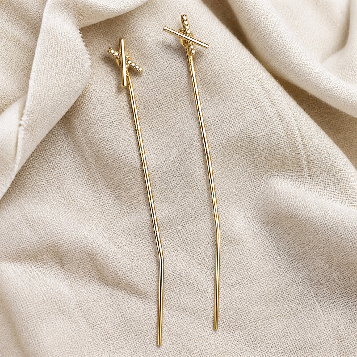 Minimalist Cold Cross Tassel Earrings