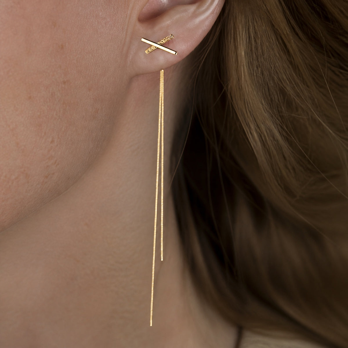 Minimalist Cold Cross Tassel Earrings