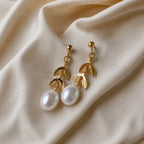 Leaf Stone Hoop Earrings