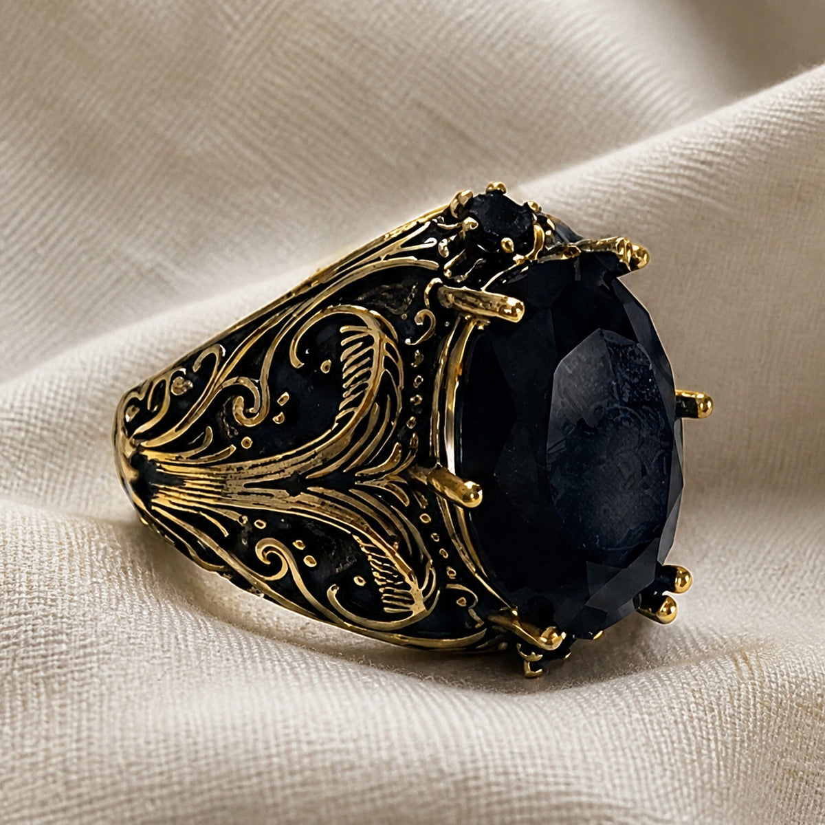 Midnight Baroque Onyx Statement Ring