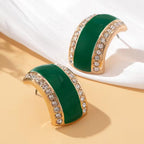 Emerald Paved Half Hoop Earrings