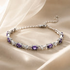 Amethyst Linked Silver Bracelet