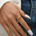 Dazzling Crystal Gold Open Ring