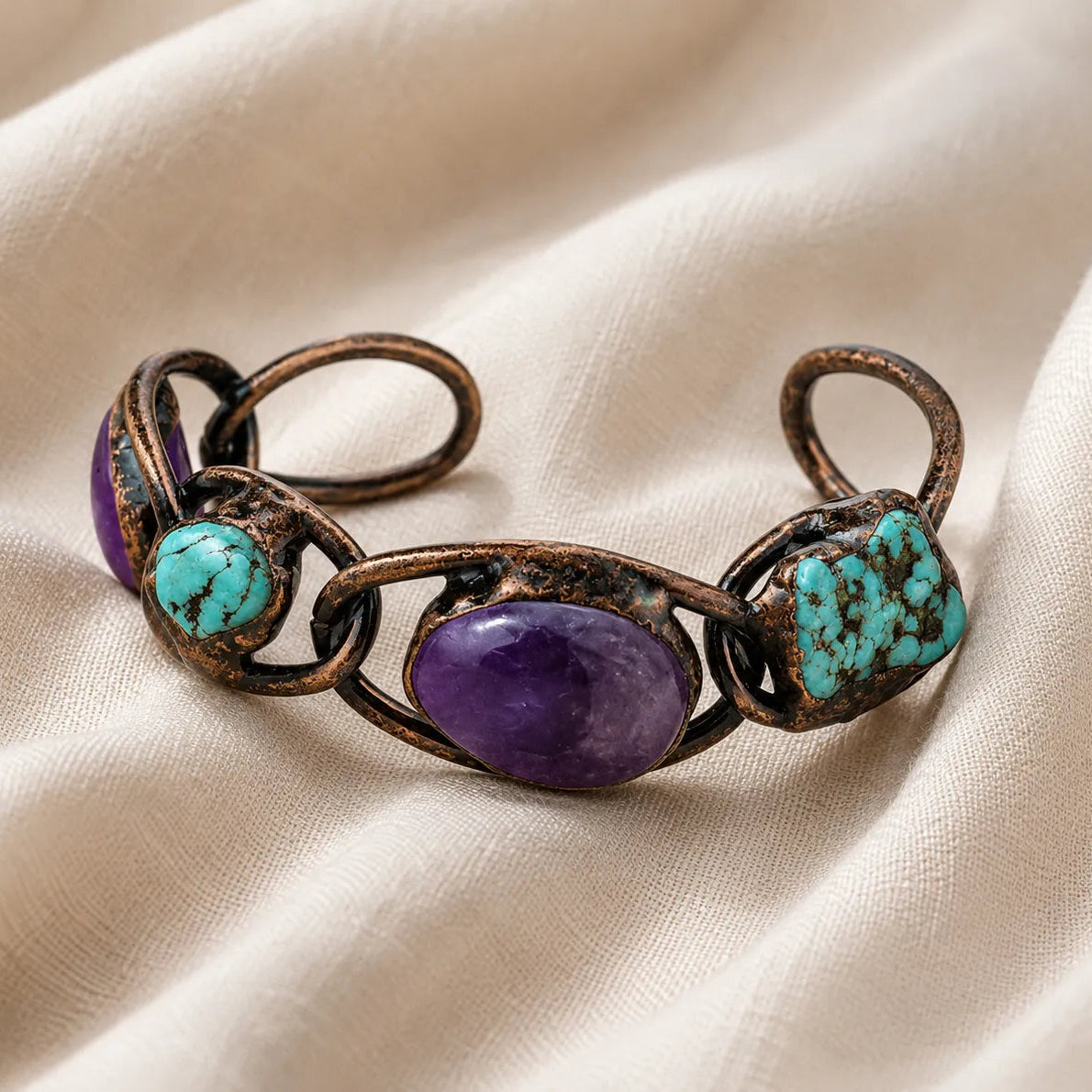 Oval Stone Cuff Bracelet