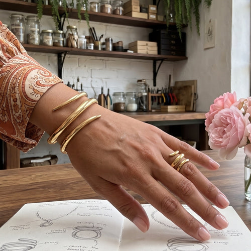 Abstract Snake Bracelet and Ring Set