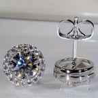 Emerald Classic Halo Stud Earrings