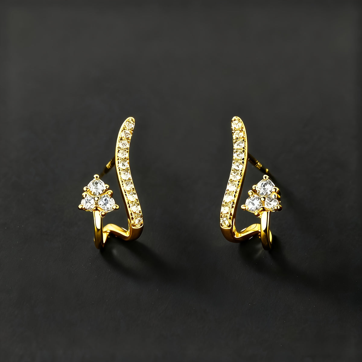 Elegant Curved Zirconia Earrings
