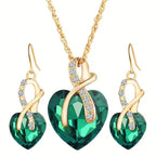 Emerald Heart Infinity Jewelry Set