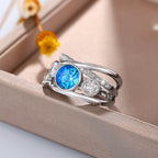 Silver Blue Stone Statement Ring