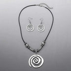 Silver Spiral Design Necklace and Earring Set