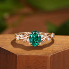 Emerald Leaf Vine Promise Ring