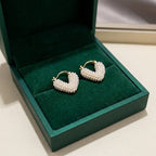 Heart Huggie Earrings with Beadwork