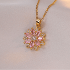 Gemstone Flower Charm Necklace