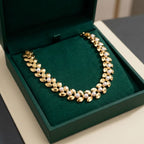 Pearl Leaf Link Collar Necklace