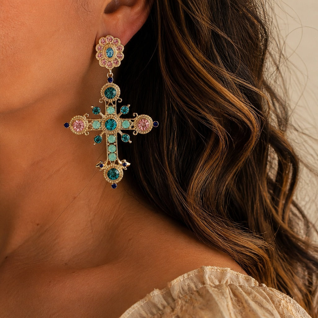 Bold Cross Statement Earrings