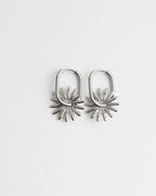 Sunburst Charm Hoop Earrings