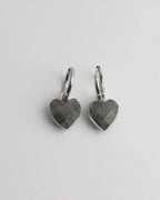 Heart Stone Hoop Earrings