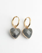 Heart Stone Hoop Earrings