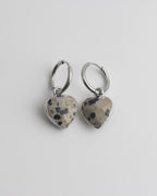 Heart Stone Hoop Earrings