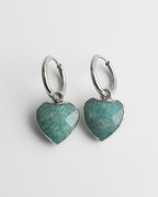 Heart Stone Hoop Earrings
