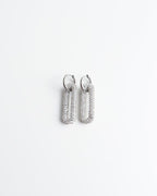 Pave Rectangle Link Hoop Earrings