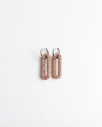 Pave Rectangle Link Hoop Earrings