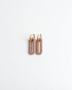 Pave Rectangle Link Hoop Earrings