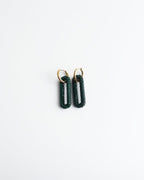 Pave Rectangle Link Hoop Earrings