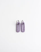 Pave Rectangle Link Hoop Earrings