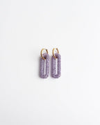 Pave Rectangle Link Hoop Earrings