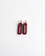 Pave Rectangle Link Hoop Earrings