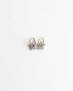 Toned Pave Star Hoop Earrings