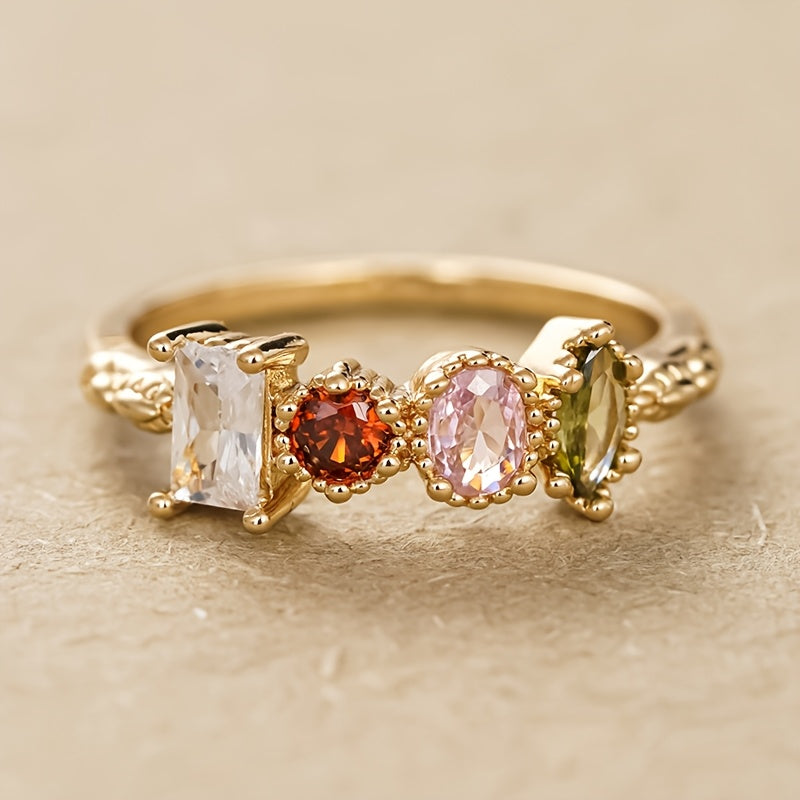 Retro Multicolor Gemstone Ring