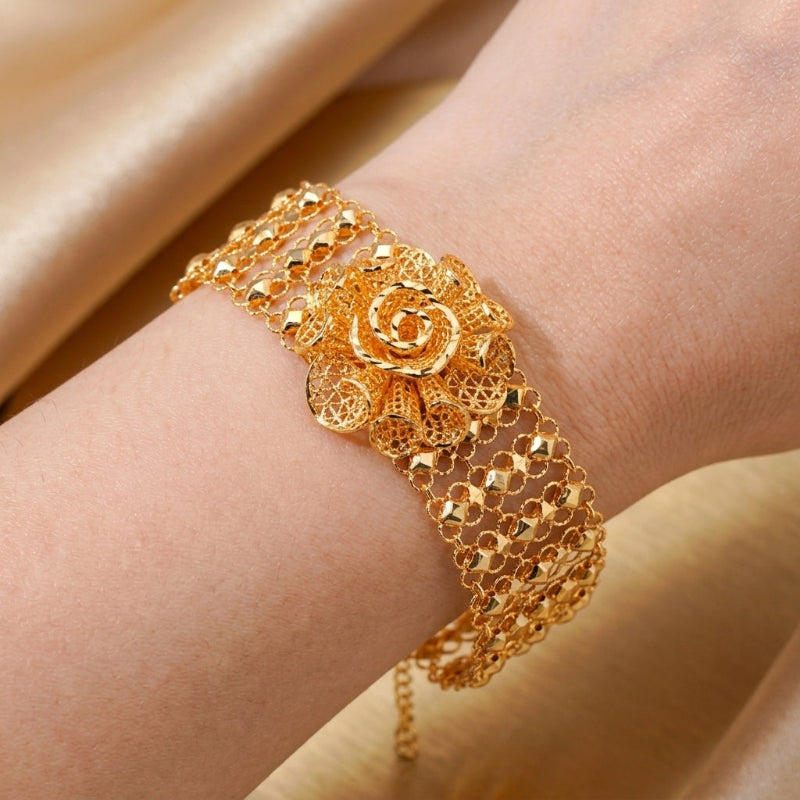 Luxe Rose Flower Bracelet
